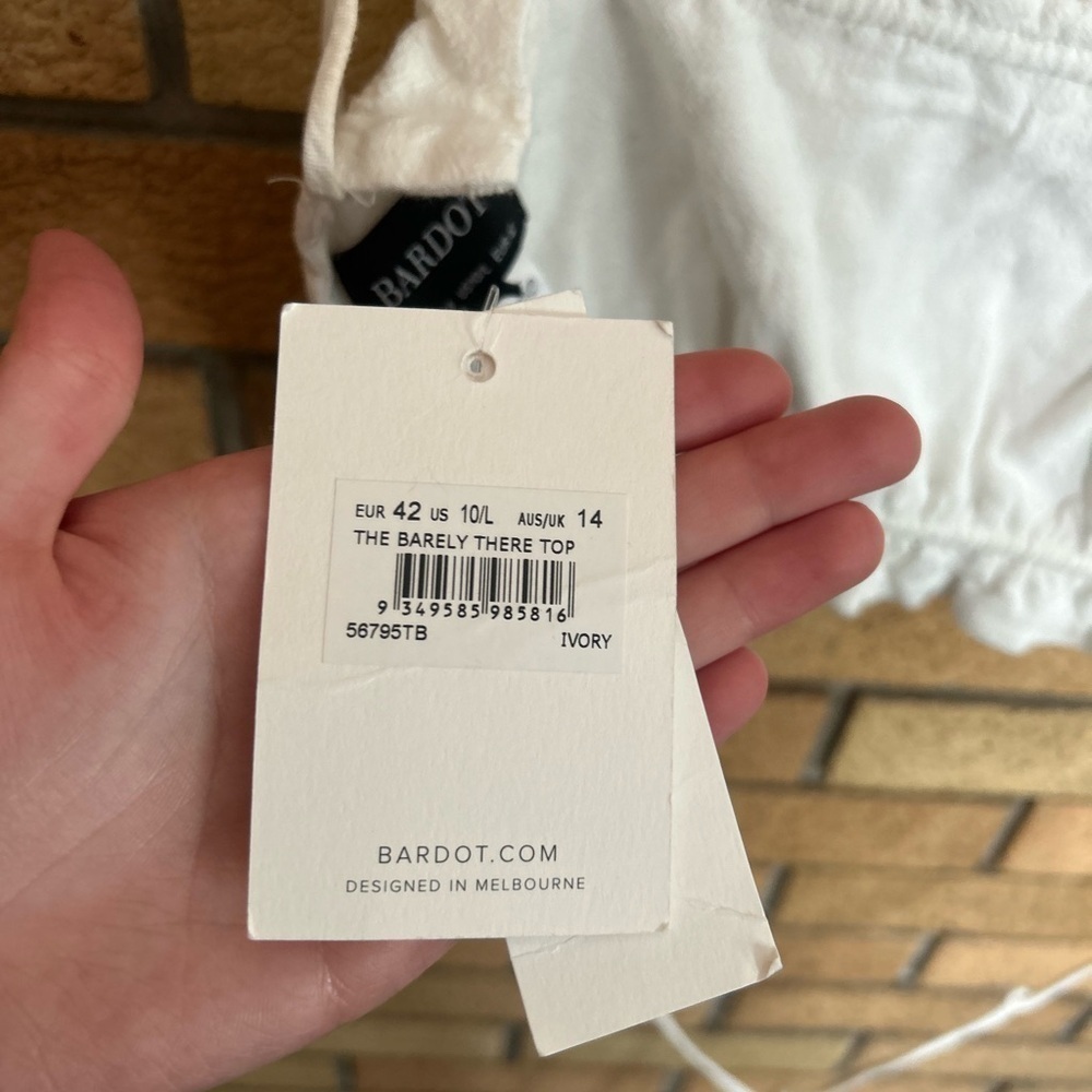 NWT Bardot The Barely There Top in Ivory Size Large/10 - Picture 7 of 7